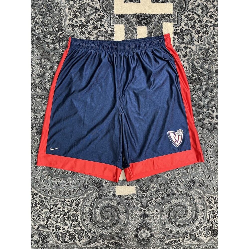 Vintage Nike NBA New Jersey NETS basketball Shorts Size 2XL Blue Satin